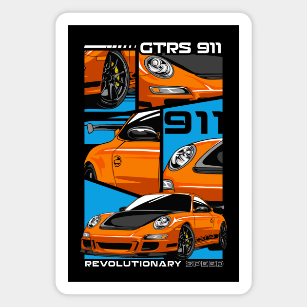 Porsche 911 GT3 RS Sports Car Magnet by milatees